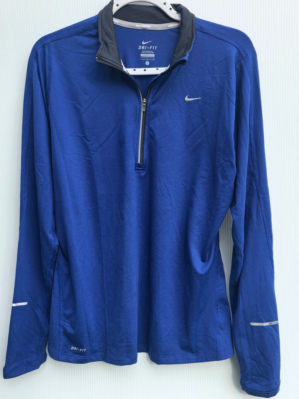 Nike Element Dri-Fit 1/4 Zip Pullover Jacket L Thumbholes Athletic Activewear